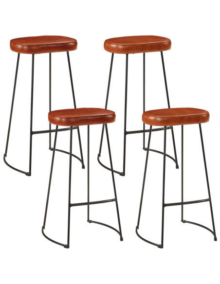 Ensemble Table mange debout Industriel avec 4 tabourets - Marron - Bois massif de manguier et fer 