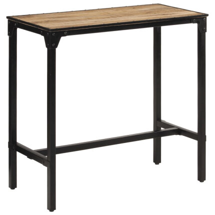Ensemble Table mange debout Industriel avec 4 tabourets - Marron - Bois massif de manguier et fer 