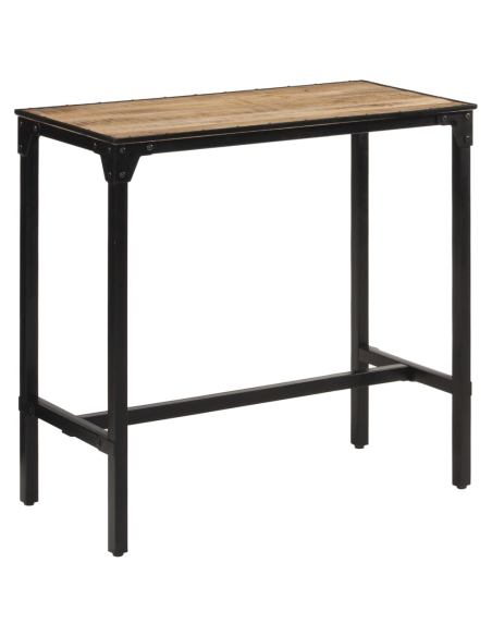 Ensemble Table mange debout Industriel avec 4 tabourets - Marron - Bois massif de manguier et fer 
