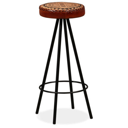 Tabourets de bar Industriel / Rétro - Vintage en lot de 2 en cuir véritable Brun  {attributes}