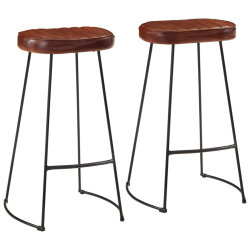Ensemble Table mange debout Industriel avec 2 tabourets - Marron foncé - Bois massif de manguier et fer  2