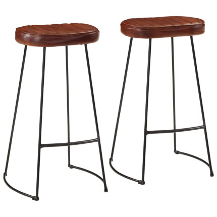 Ensemble Table mange debout Industriel avec 2 tabourets - Marron foncé - Bois massif de manguier et fer