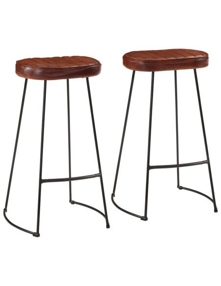 Ensemble Table mange debout Industriel avec 2 tabourets - Marron foncé - Bois massif de manguier et fer  Ensemble Table mange debout Industriel avec 2 tabourets - Marron foncé - Bois massif de manguier et fer