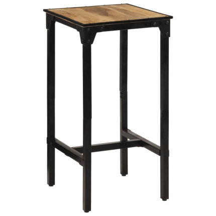 Ensemble Table mange debout Industriel avec 2 tabourets - Marron foncé - Bois massif de manguier et fer