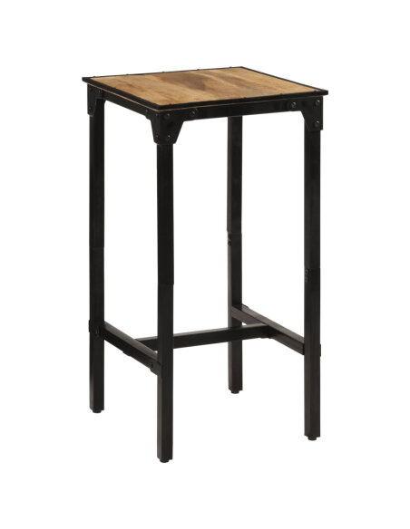 Ensemble Table mange debout Industriel avec 2 tabourets - Marron foncé - Bois massif de manguier et fer  Ensemble Table mange debout Industriel avec 2 tabourets - Marron foncé - Bois massif de manguier et fer