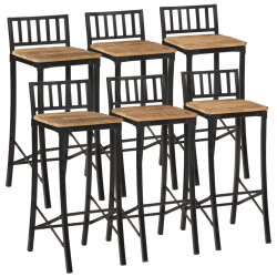 Ensemble Table mange debout Industriel avec 6 tabourets Bois massif de manguier et fer  2