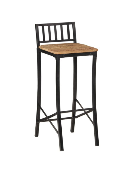 Ensemble Table mange debout Industriel avec 6 tabourets Bois massif de manguier et fer 
