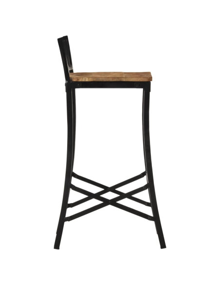 Ensemble Table mange debout Industriel avec 6 tabourets Bois massif de manguier et fer 