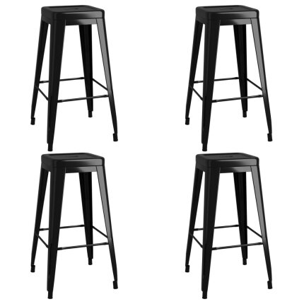Ensemble Table mange debout Scandinave avec 4 tabourets - Blanc et noir - Bois et métal