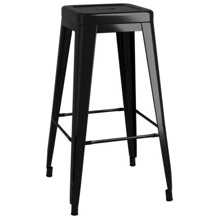 Ensemble Table mange debout Scandinave avec 4 tabourets - Blanc et noir - Bois et métal