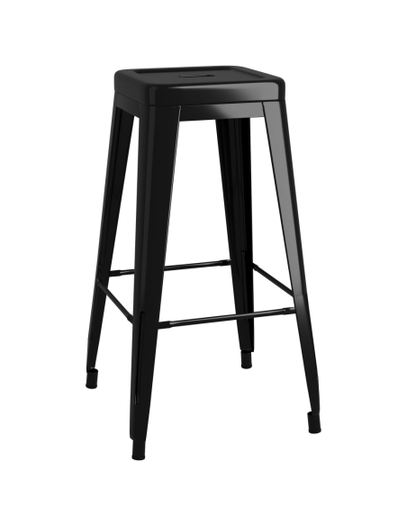 Ensemble Table mange debout Scandinave avec 4 tabourets - Blanc et noir - Bois et métal 