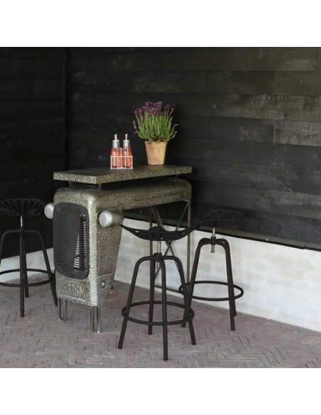 Chaise de bar industrielle tracteur Esschert Design en métal fonte et acier Noir  {attributes}