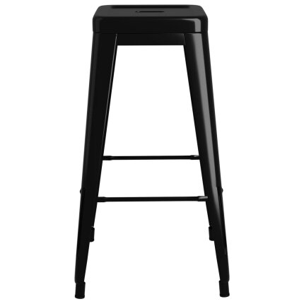 Ensemble Table mange debout Scandinave avec 6 tabourets - Blanc et noir - Bois et métal