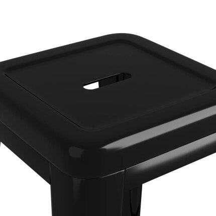 Ensemble Table mange debout Scandinave avec 6 tabourets - Blanc et noir - Bois et métal