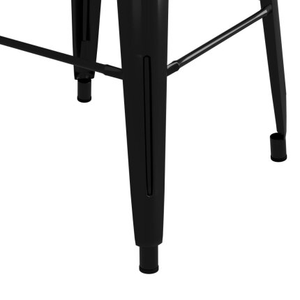 Ensemble Table mange debout Scandinave avec 6 tabourets - Blanc et noir - Bois et métal