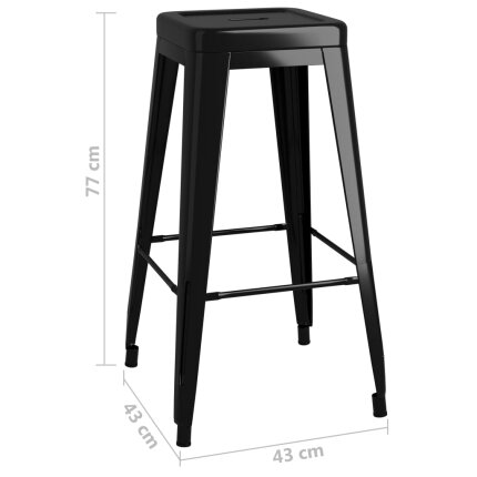 Ensemble Table mange debout Scandinave avec 6 tabourets - Blanc et noir - Bois et métal