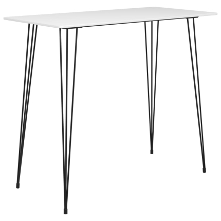 Ensemble Table mange debout Scandinave avec 6 tabourets - Blanc et noir - Bois et métal 