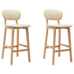 Tabourets de bar en lot de 2 en tissu Crème