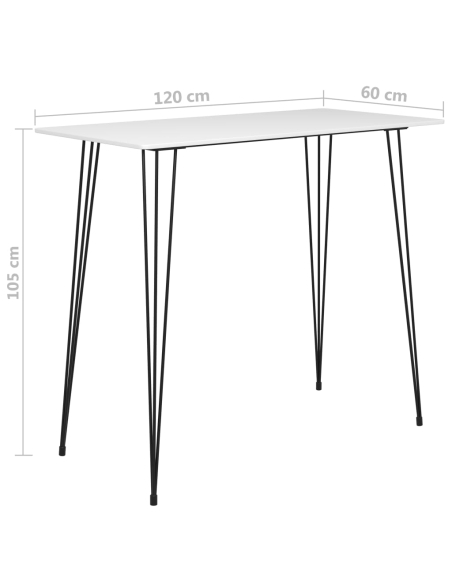 Ensemble Table mange debout Scandinave avec 6 tabourets - Blanc et noir - Bois et métal 