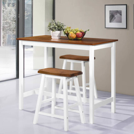 Ensemble Table mange debout Campagne avec 2 tabourets - Marron et blanc -