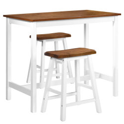 Ensemble Table mange debout Campagne avec 2 tabourets - Marron et blanc -