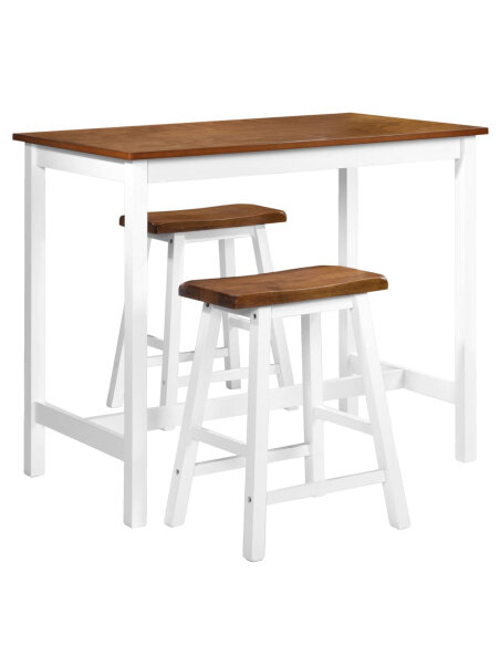 Ensemble Table mange debout Campagne avec 2 tabourets - Marron et blanc -   Ensemble Table mange debout Campagne avec 2 tabourets - Marron et blanc -