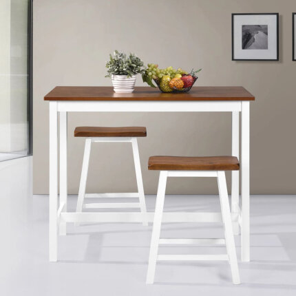 Ensemble Table mange debout Campagne avec 2 tabourets - Marron et blanc -