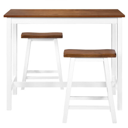 Ensemble Table mange debout Campagne avec 2 tabourets - Marron et blanc -