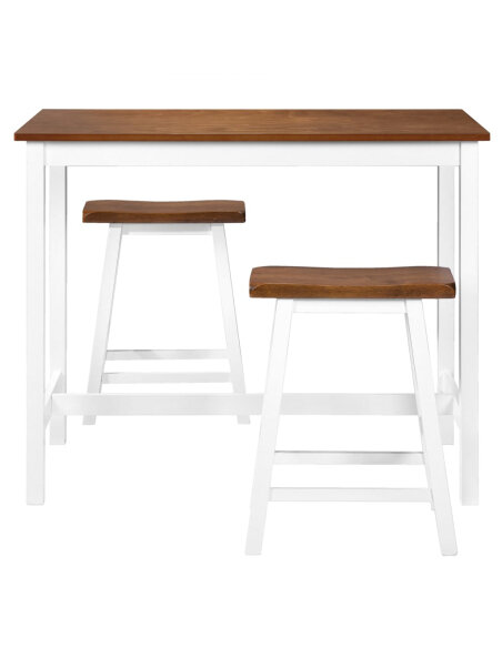 Ensemble Table mange debout Campagne avec 2 tabourets - Marron et blanc -   Ensemble Table mange debout Campagne avec 2 tabourets - Marron et blanc -