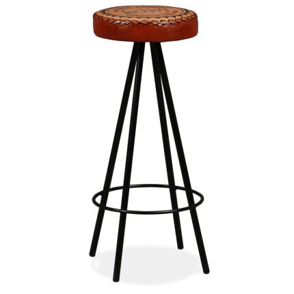 Tabourets de bar Industriel / Rétro - Vintage en lot de 2 en cuir véritable Brun  {attributes}