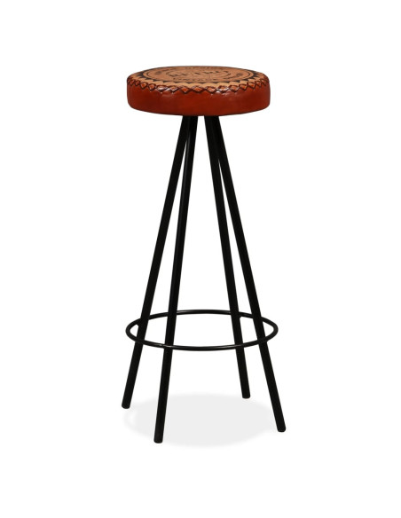 Tabourets de bar Industriel / Rétro - Vintage en lot de 2 en cuir véritable Brun  {attributes}