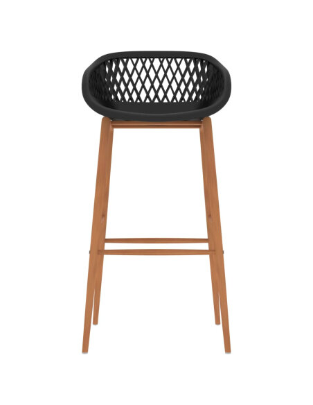 Ensemble Table mange debout Scandinave avec 6 tabourets - Blanc et noir - Bois et métal 