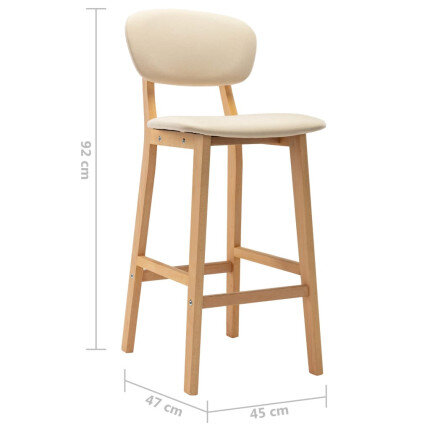Tabourets de bar en lot de 2 en tissu Crème
