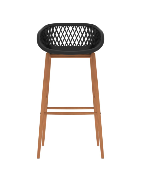 Ensemble Table mange debout Scandinave avec 6 tabourets - Noir - Bois et métal 