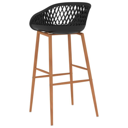 Ensemble Table mange debout Scandinave avec 6 tabourets - Noir - Bois et métal 