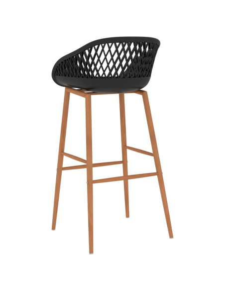 Ensemble Table mange debout Scandinave avec 6 tabourets - Noir - Bois et métal 