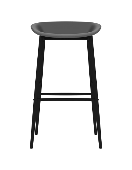 Ensemble Table mange debout Scandinave avec 6 tabourets - Noir et gris - Bois et métal 