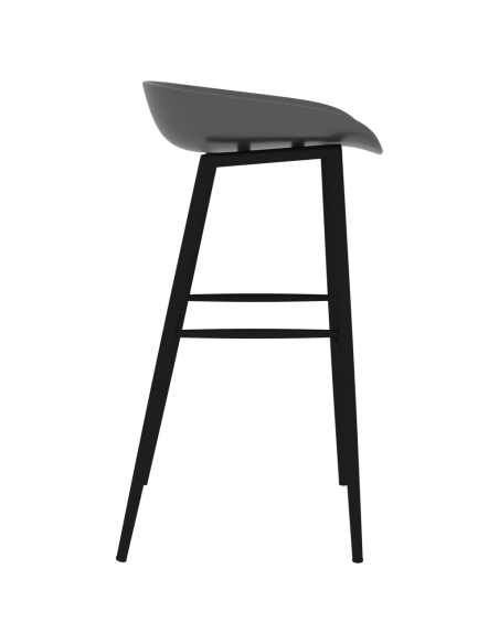 Ensemble Table mange debout Scandinave avec 6 tabourets - Noir et gris - Bois et métal 