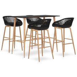 Ensemble Table mange debout Scandinave avec 4 tabourets - Noir - Bois et métal