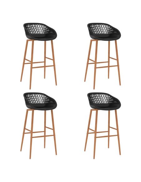Ensemble Table mange debout Scandinave avec 4 tabourets - Noir - Bois et métal 