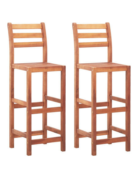 Chaise de bar campagne / chic en lot de 2 en bois d'acacia Brun  {attributes}