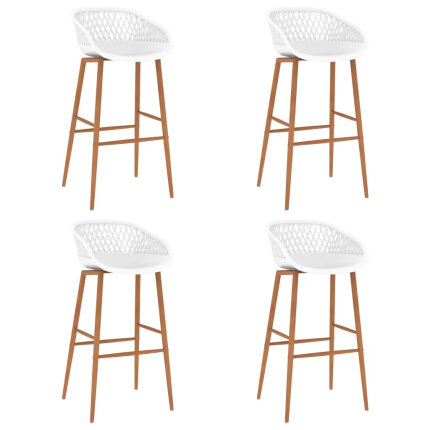 Ensemble Table mange debout Industriel avec 4 tabourets - Noir et blanc - Bois et métal 