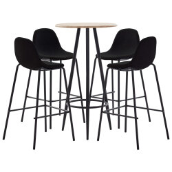 Ensemble Table mange debout Industriel avec 4 tabourets - Chêne - Bois et pied en métal