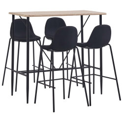 Ensemble Table mange debout Industriel avec 4 tabourets - Chêne - Bois et pied en métal