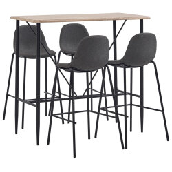 Ensemble Table mange debout Industriel avec 4 tabourets - Chêne - Bois et pied en métal