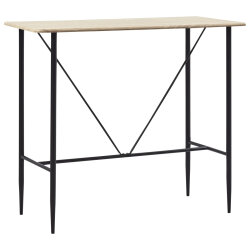 Ensemble Table mange debout Industriel avec 4 tabourets - Chêne - Bois et pied en métal  2