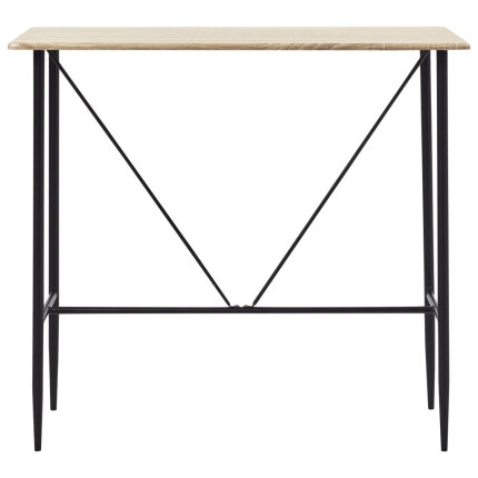 Ensemble Table mange debout Industriel avec 4 tabourets - Chêne - Bois et pied en métal 