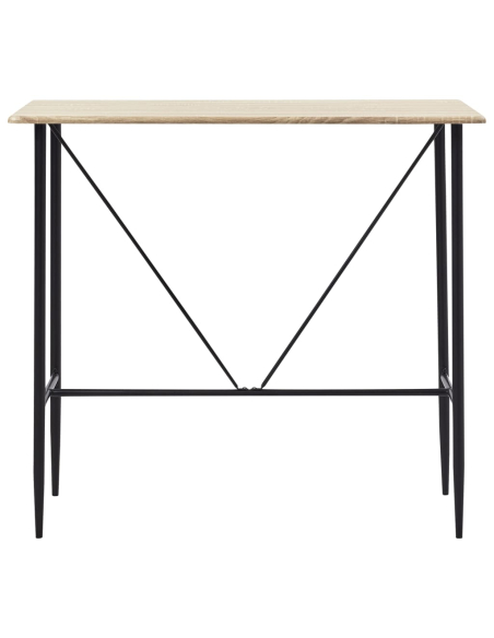 Ensemble Table mange debout Industriel avec 4 tabourets - Chêne - Bois et pied en métal 