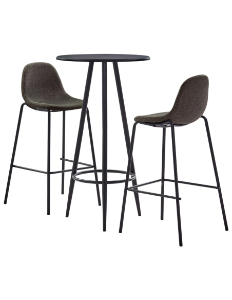 Ensemble Table mange debout Industriel avec 2 tabourets - Noir - Bois et pied en métal 
