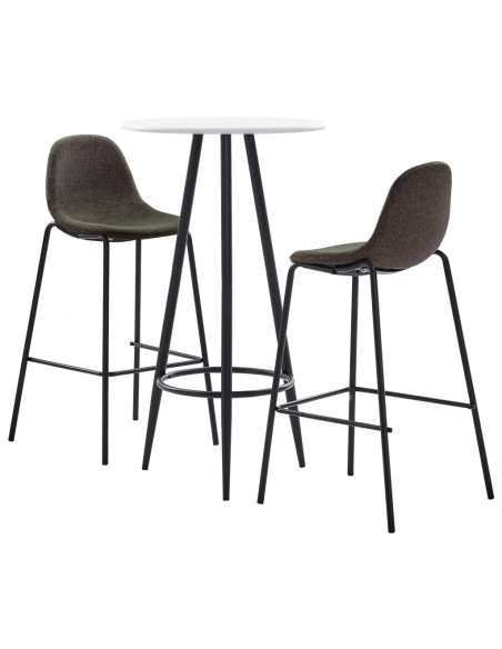 Ensemble Table mange debout Industriel avec 2 tabourets - Blanc - Bois et pied en métal 